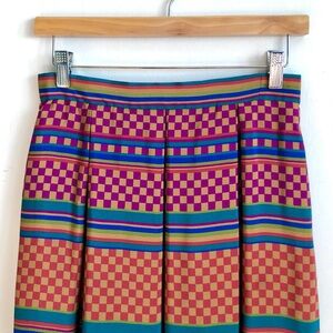 Vintage Rainbow Checkered Midi Skirt / Liz Claiborne 80’s Geometric Skirt